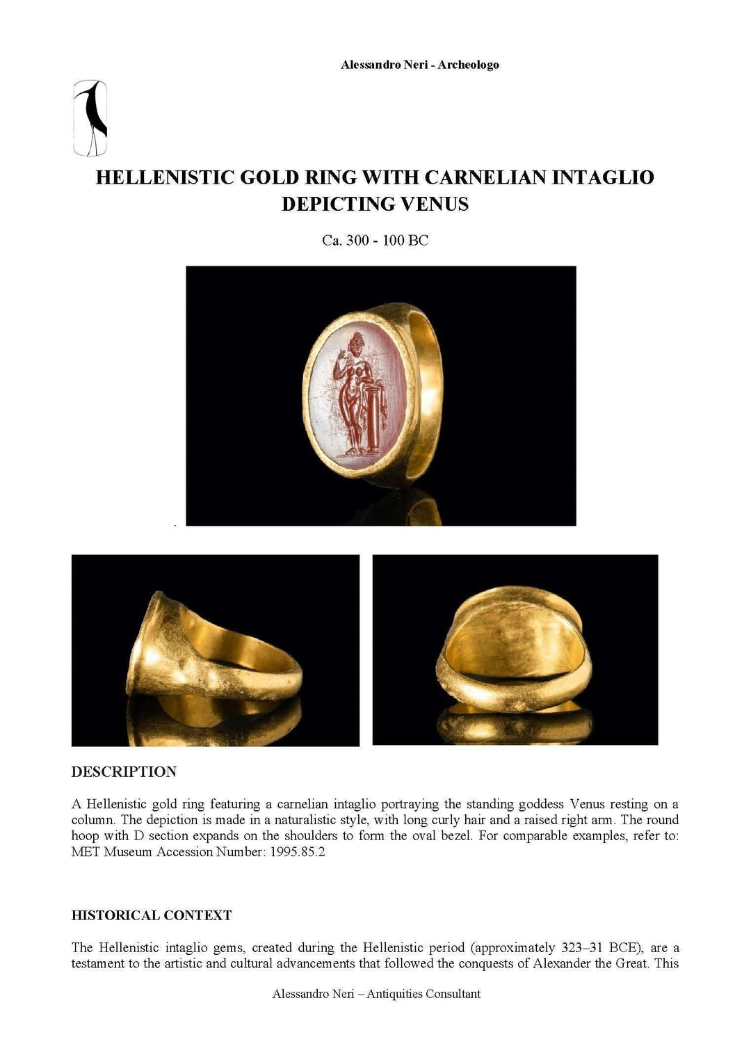 Prachtige Grieks Hellenistische gouden ring met Carneool | Venus Intaglio