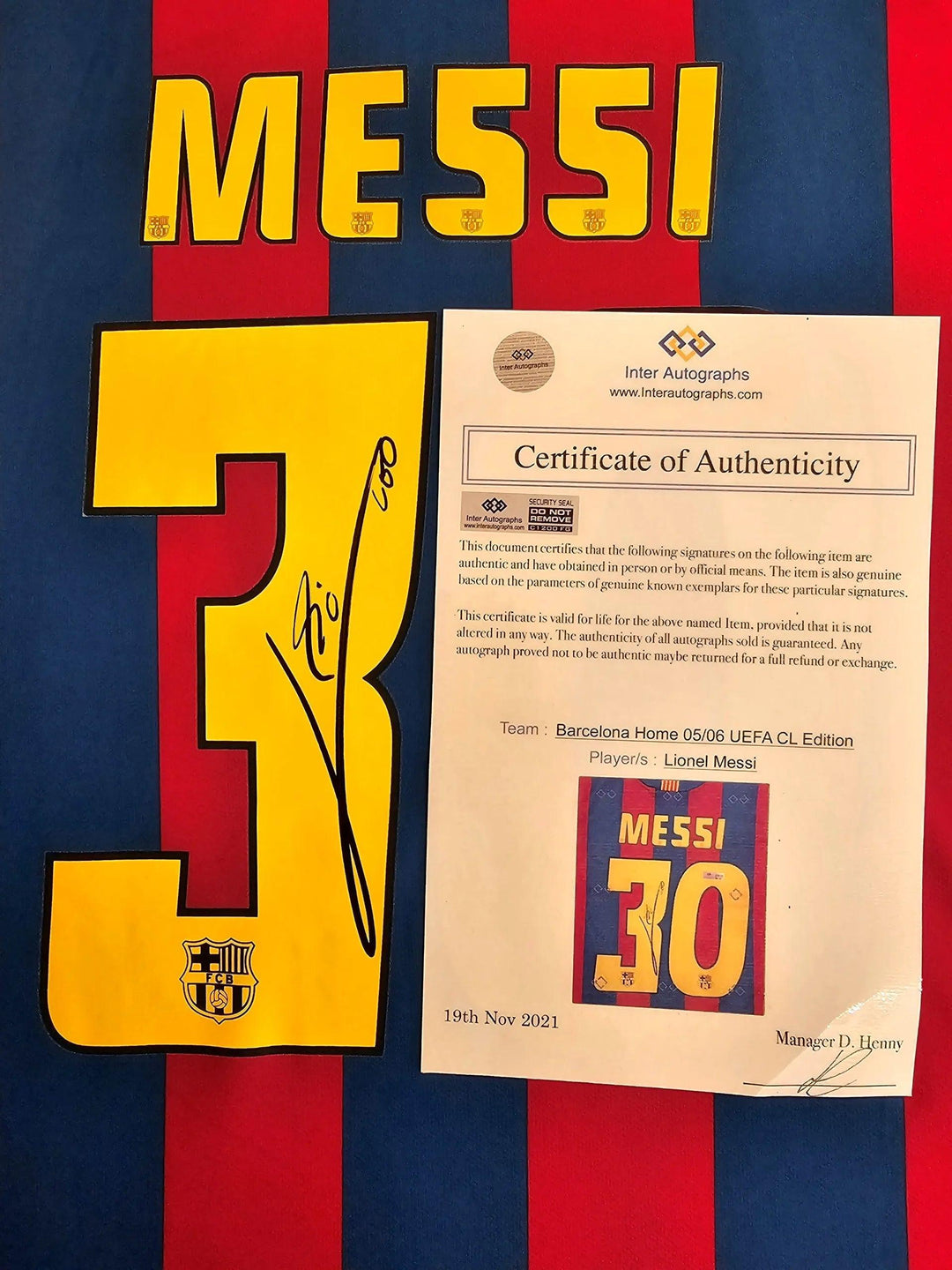 Lionel Messi 30 Barcelona 2005-2006 Home - Signed Soccer Shirt | Birth of a Legend