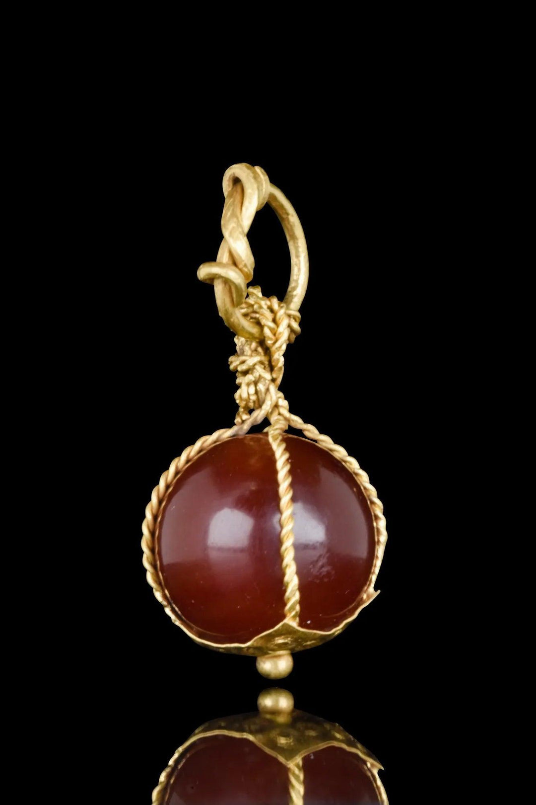 Viking Carnelian Bead Gold Pendant - 10th to 12th Century CE | Artisanal Craftsmanship