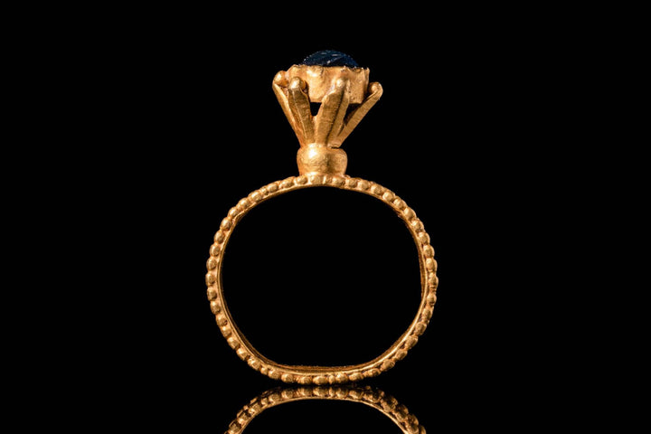 Byzantine Gold Ring with Blue Sapphire - 7th to 9th Century CE | Precious Gem