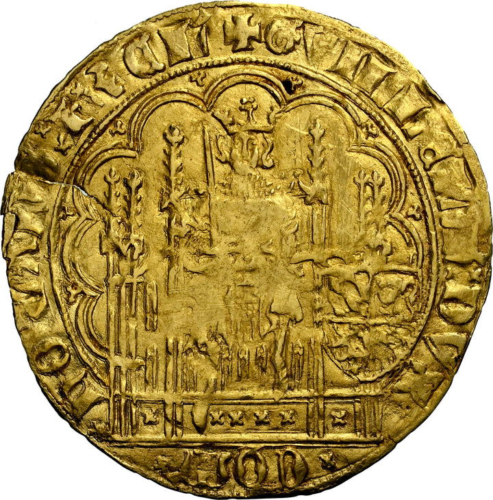 Nederland Gouden Schild - 1349-1389 CE | Zeldzame Middeleeuwse Clinckaert Willem V