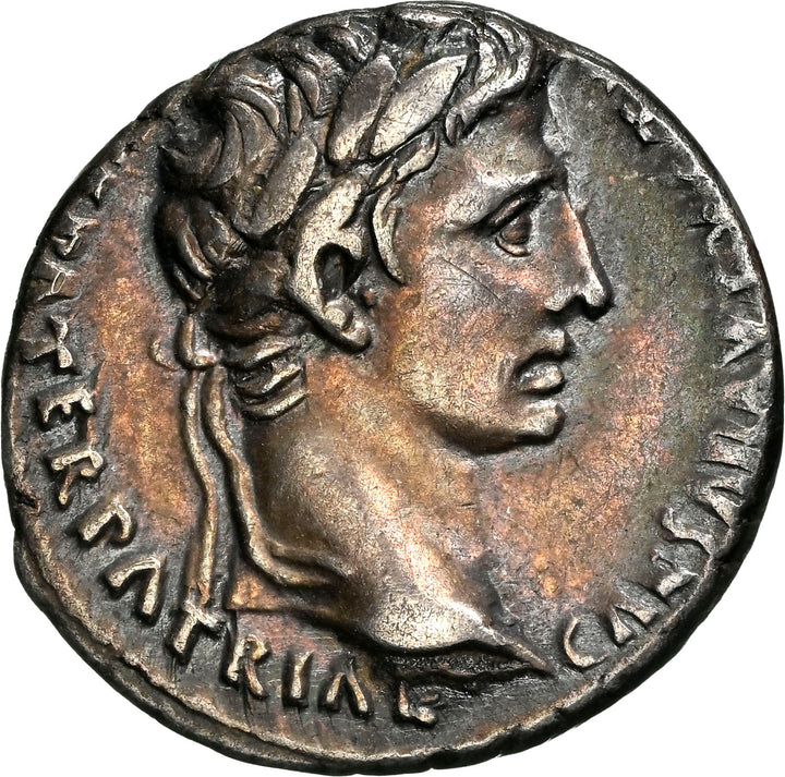 Romeins zilveren Denarius Lugdunum - 27 BCE tot 14 CE | Keizer Caesar Augustus