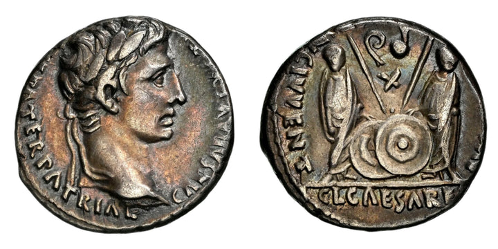 Romeins zilveren Denarius Lugdunum - 27 BCE tot 14 CE | Keizer Caesar Augustus