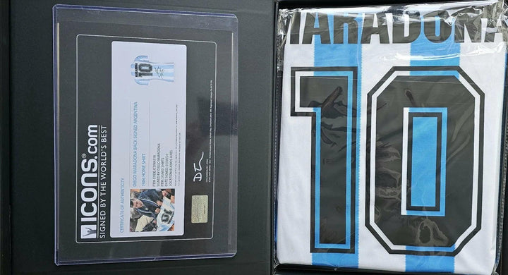 Diego Maradona 10 Argentina 1986 World Cup - Signed Soccer Shirt | Extremely Rare ICONS Certification