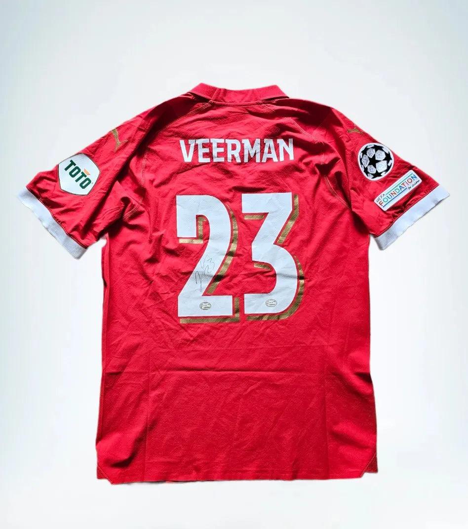 Joey Veerman 23 PSV - Gesigneerd voetbalshirt | UEFA Champions League dubbel gesigneerd