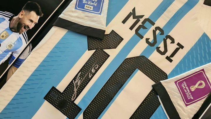 Lionel Messi 10 Argentina 2022 World Cup - Signed Soccer Shirt | GOAT Edition