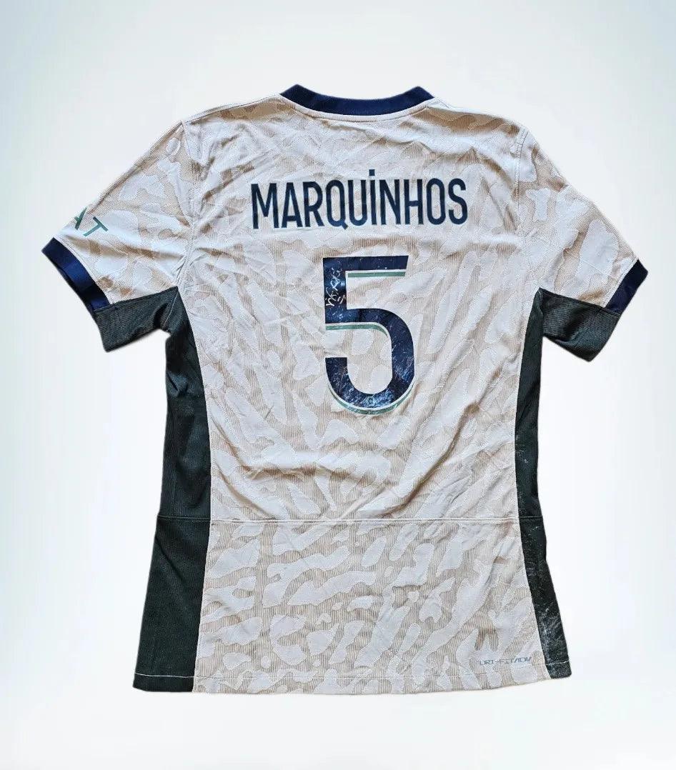 Marquinhos 5 Paris Saint-Germain 2023-2024 Uit - Gesigneerd voetbalshirt | Match-worn Overwinning