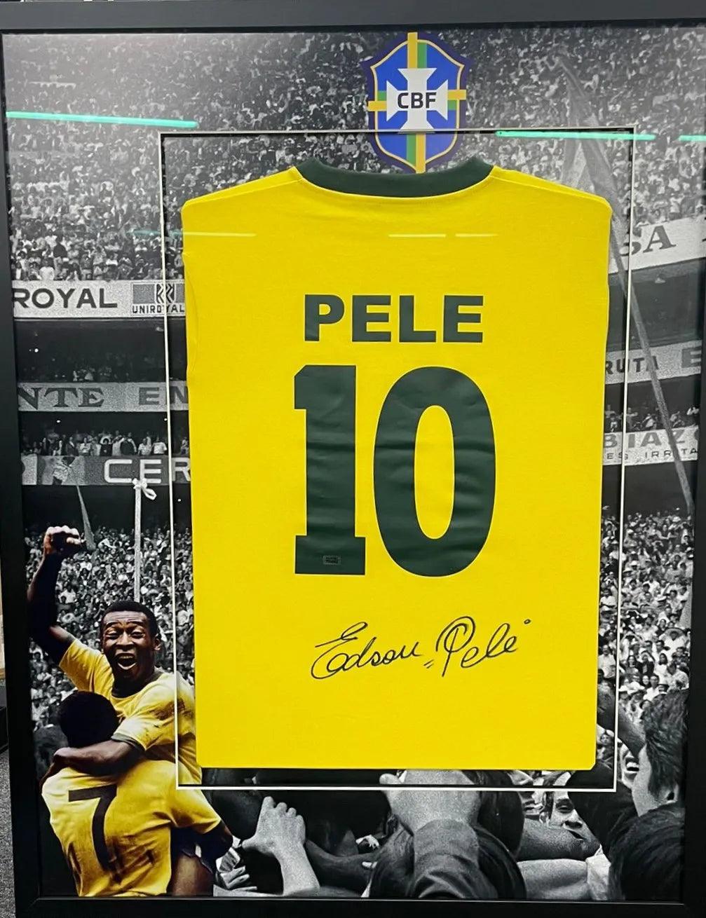Pele 10 Brazil 1970 Home - Signed Soccer Shirt | World Cup Icon with Premium Frame