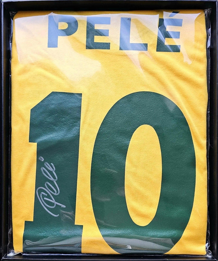 Pele 10 Brazil Retro Home - Signed Soccer Shirt | Icons.com COA