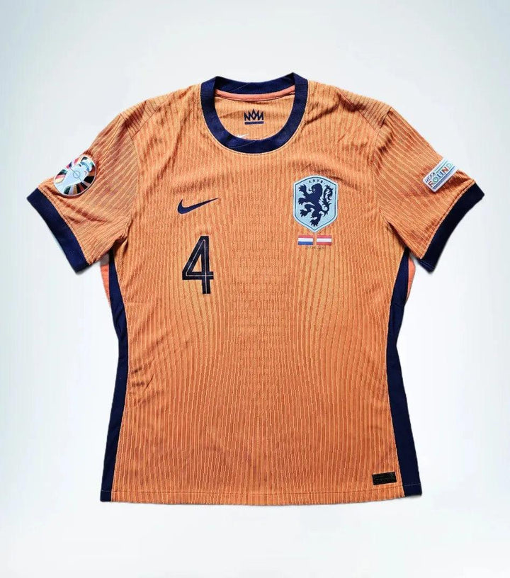 Virgil van Dijk 4 Holland Euro 2024 - Match Worn Shirt Gesigneerd | COA + Fotomatch