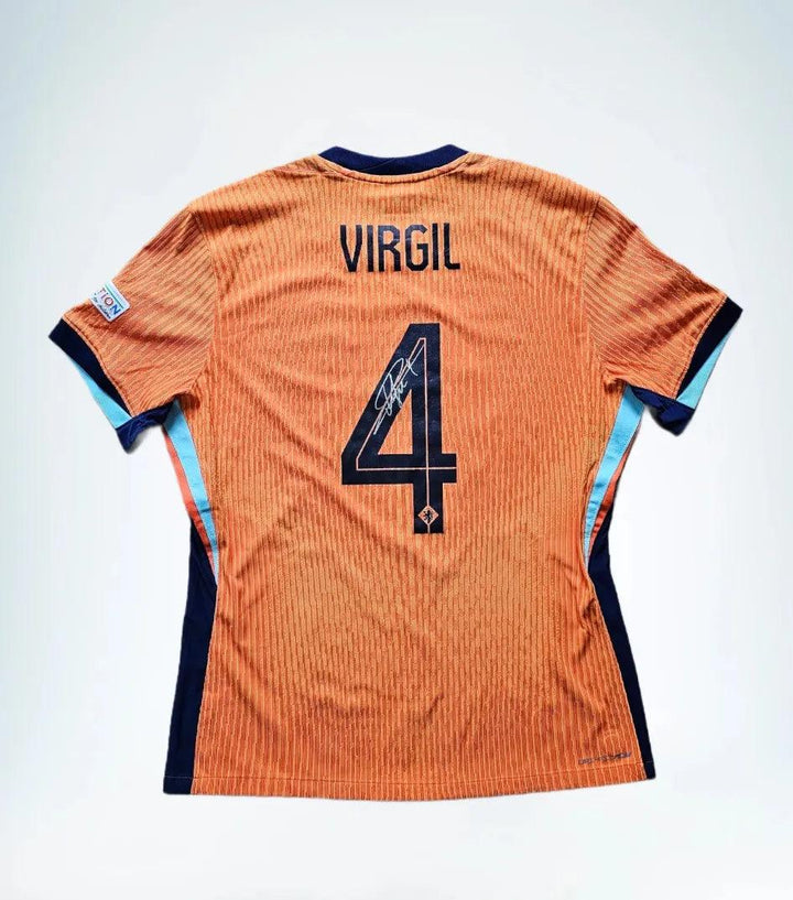 Virgil van Dijk 4 Holland Euro 2024 - Match Worn Shirt Gesigneerd | COA + Fotomatch