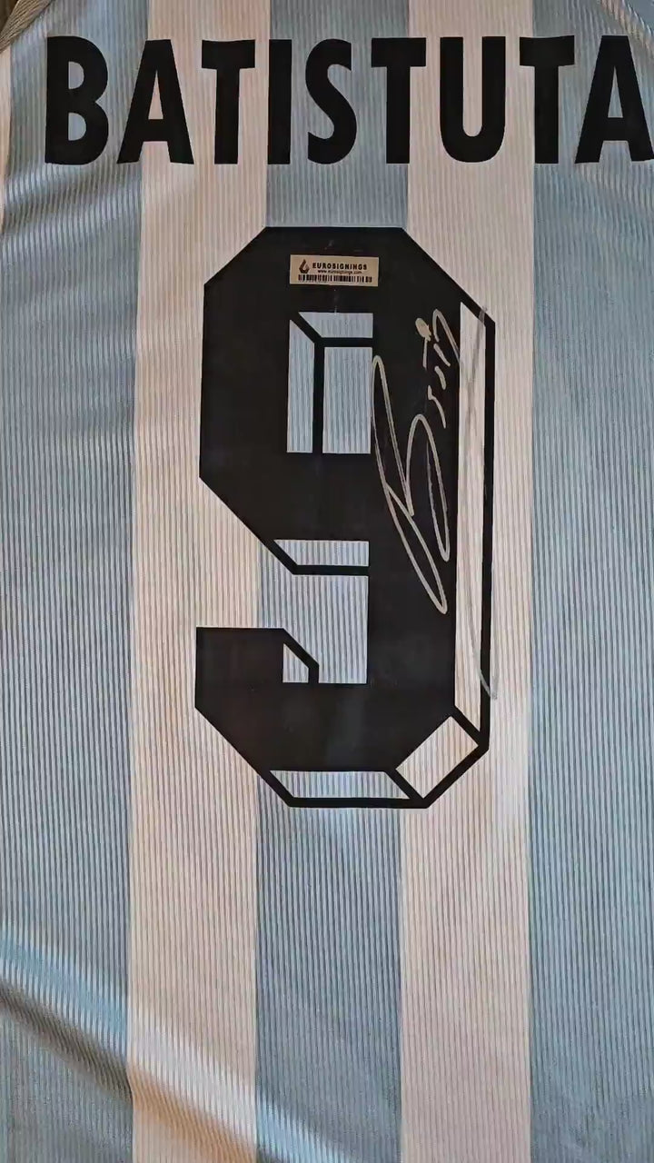 Gabriel Batistuta 9 Argentinië WK 1998 thuis - gesigneerd voetbalshirt | Batigol