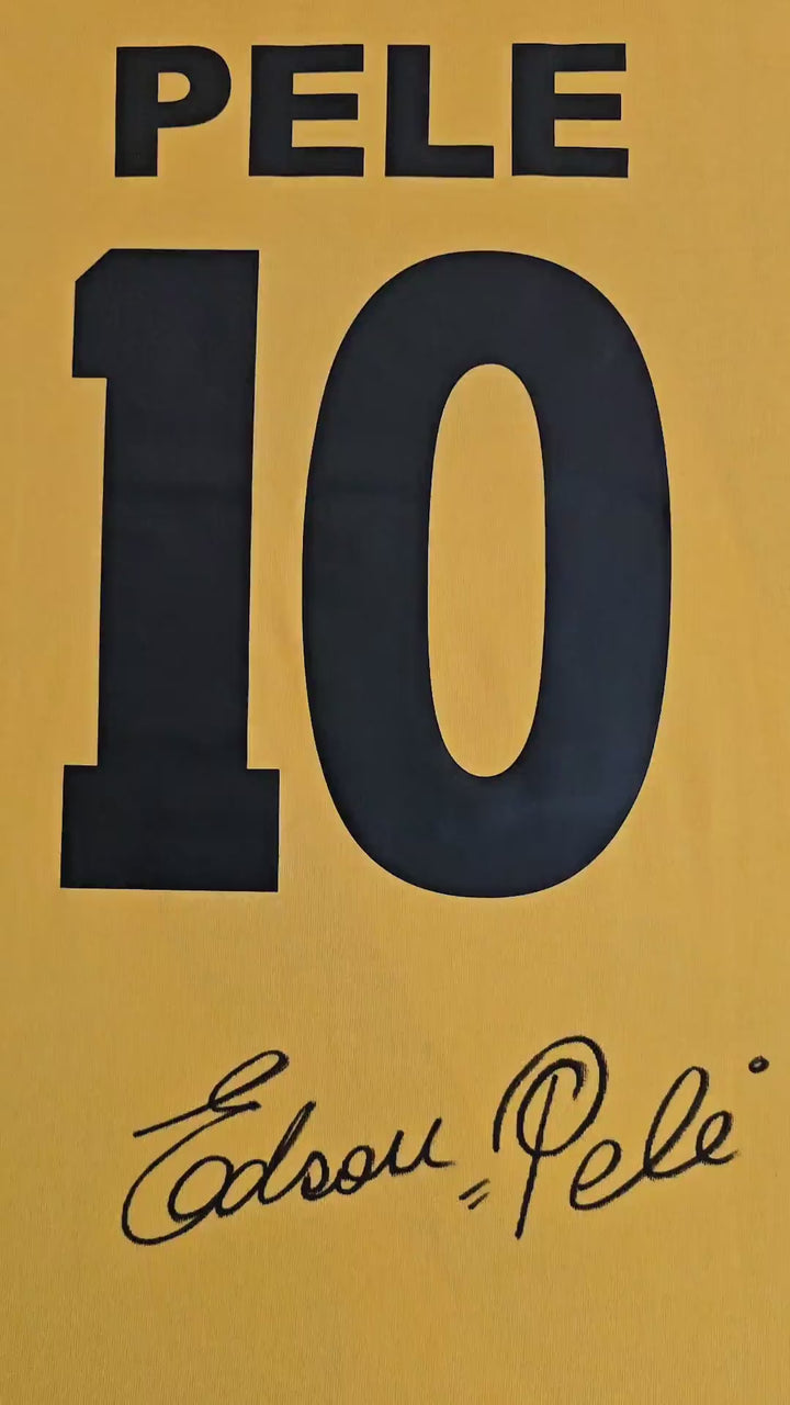 Pelé 10 Brazilië 1970 WK Thuis - gesigneerd voetbalshirt | Luxe Frame met museum glas